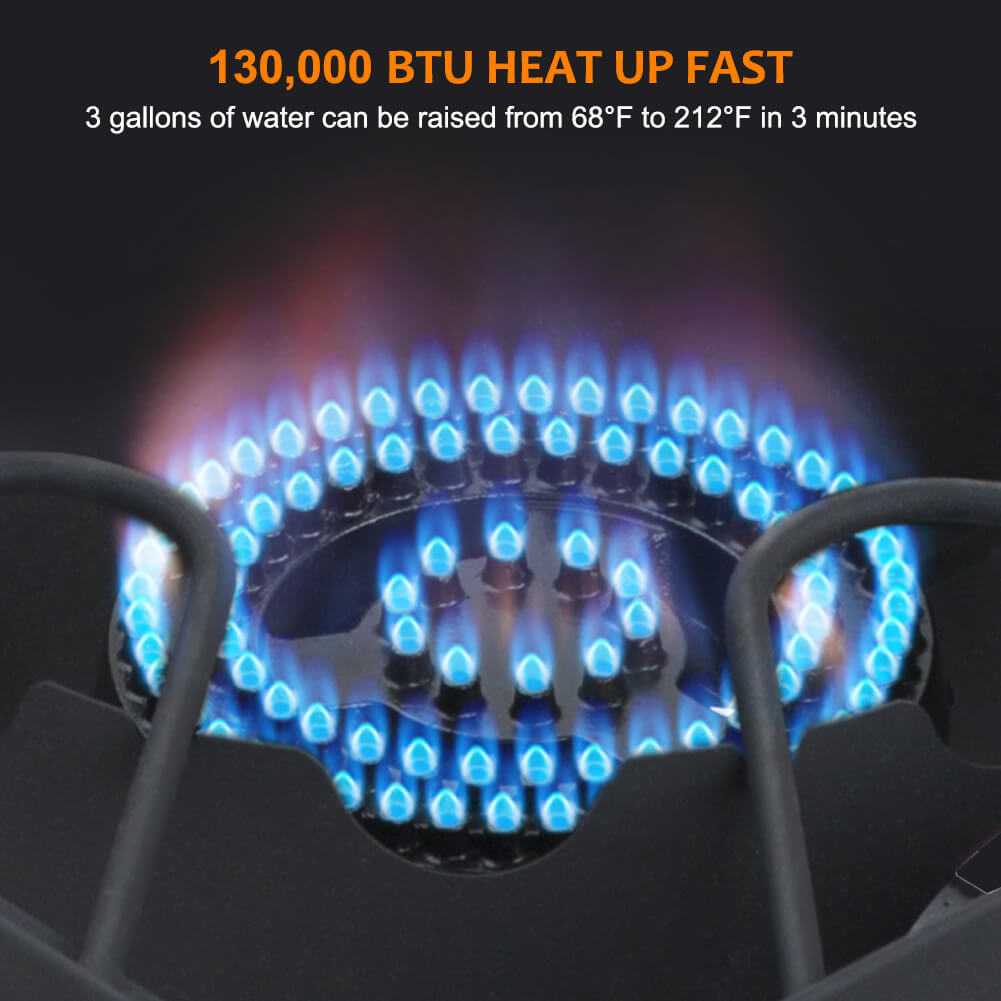 Camplux 130,000 BTU High Pressure Single Propane Burner Perfect for Home Brewing, Turkey Fry, Maple Syrup Prep JK-SL13