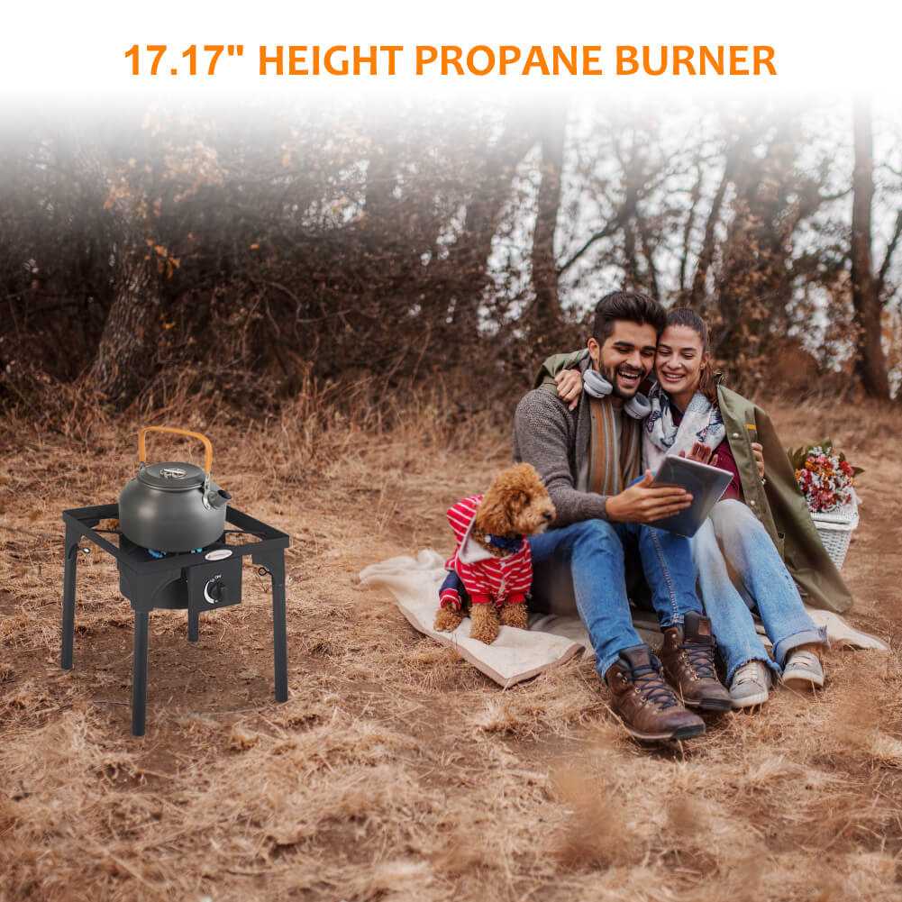 Camplux 130,000 BTU High Pressure Single Propane Burner Perfect for Home Brewing, Turkey Fry, Maple Syrup Prep JK-SL13