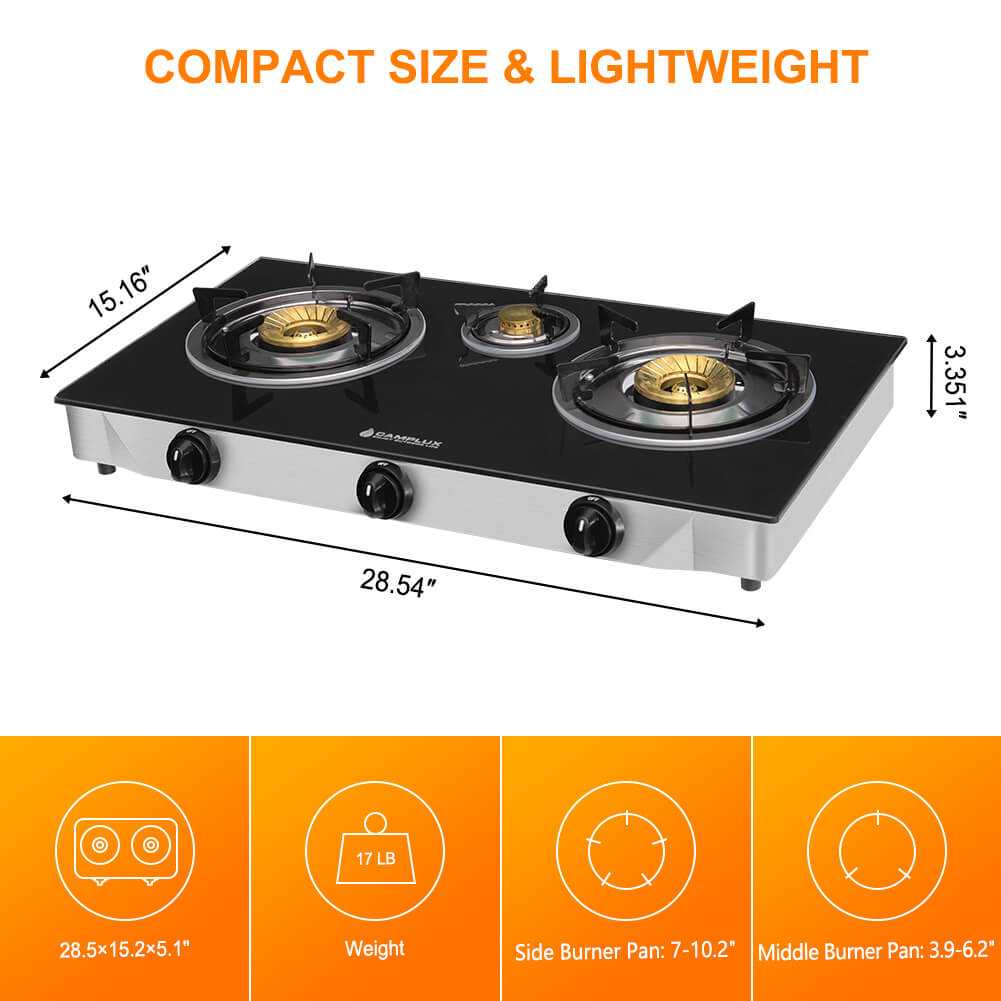 Camplux 21,600BTU 3 Burners Tempered Glass Portable Stoves for Camping TC03GB