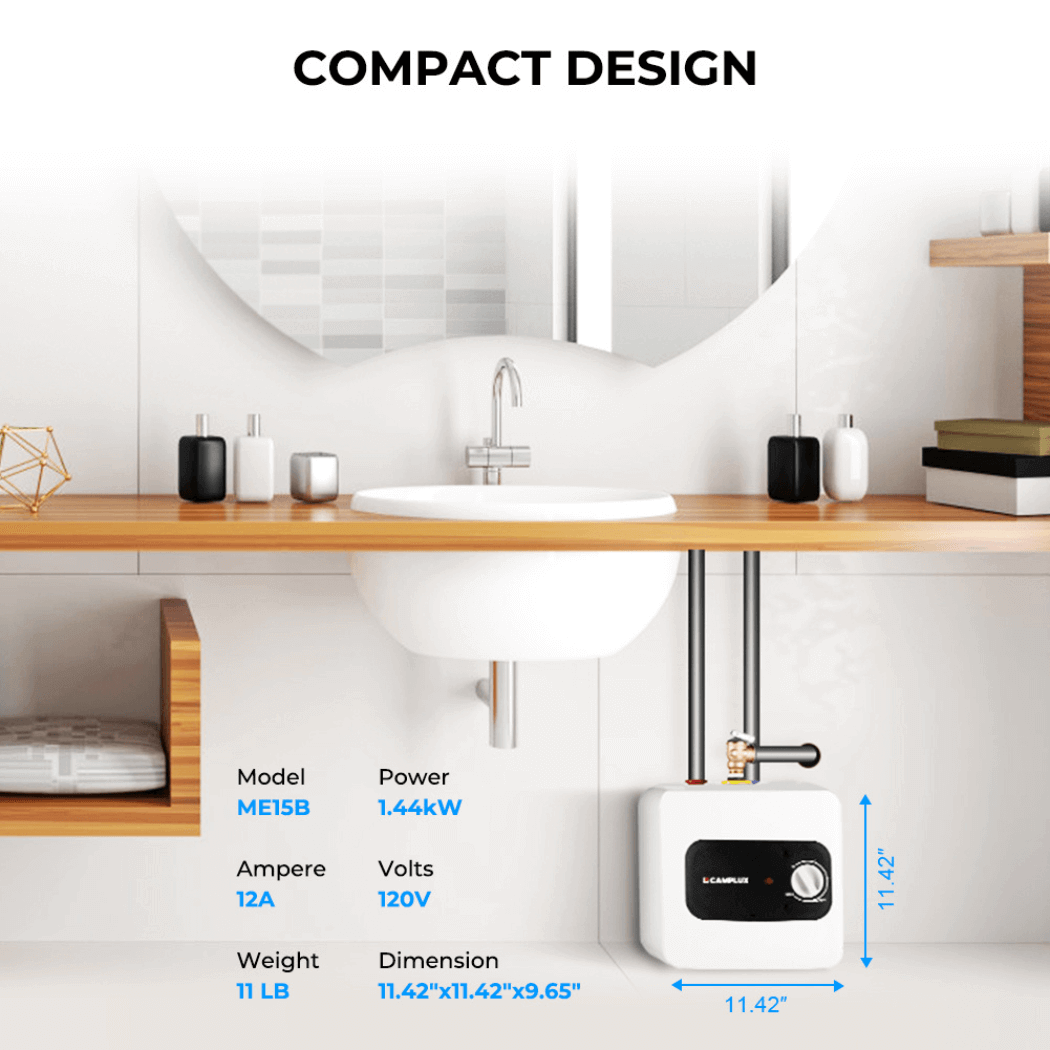 Camplux Camplux Electric Mini Tank Water Heater 120V - 1.3 Gallon ME15B
