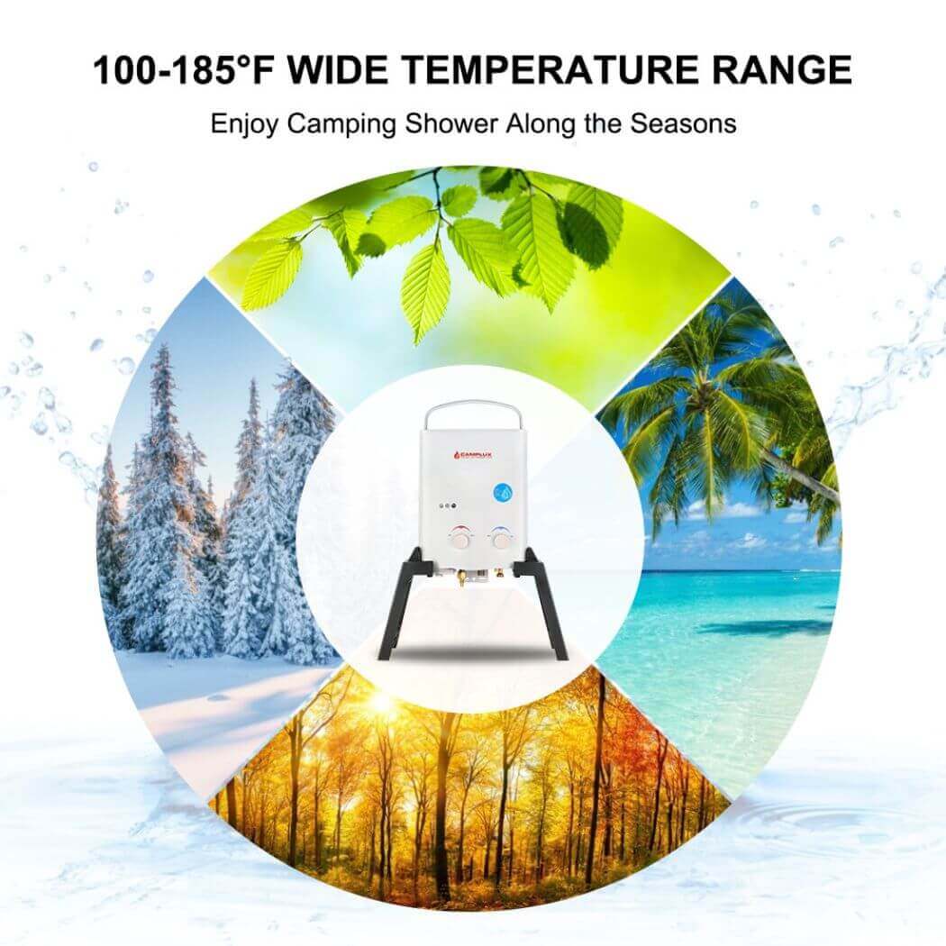 Camplux Camplux Outdoor Portable Water Heater w/ Stand & Storage Bag - White AY132Max