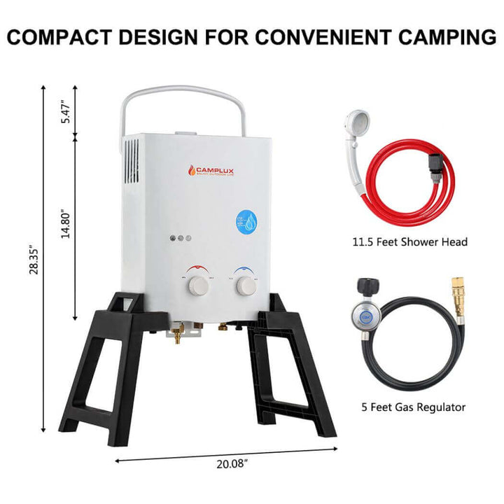 Camplux Camplux Outdoor Portable Water Heater w/ Stand & Storage Bag - White AY132Max