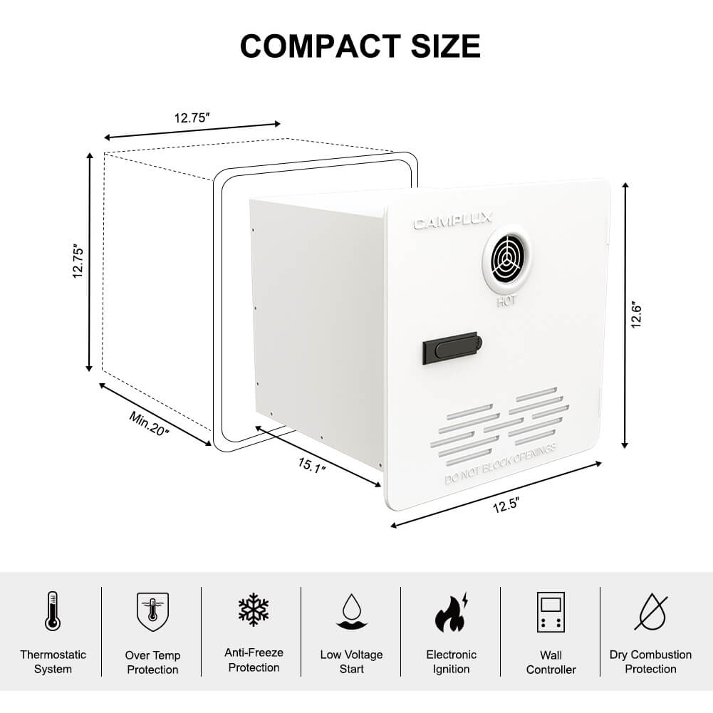 Camplux Camplux PRO 65,000 BTU RV Tankless Water Heater 2.64 GPM-White RS264PRO